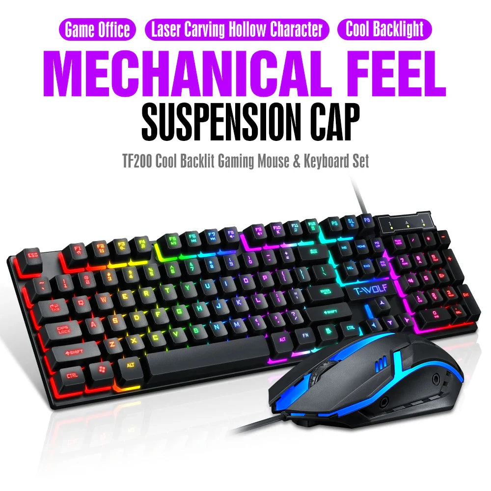 T-WOLF TF200 Gaming Keyboard USB Floating Manipulator Feel Wired Gaming Keyboard T-WOLF TF200 Gaming Keyboard USB Floating Manipulator Feel Wired Gaming Keyboard